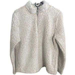 Time & Tru White/Cream ¾ Zip Sherpa - Size Large (12-14)